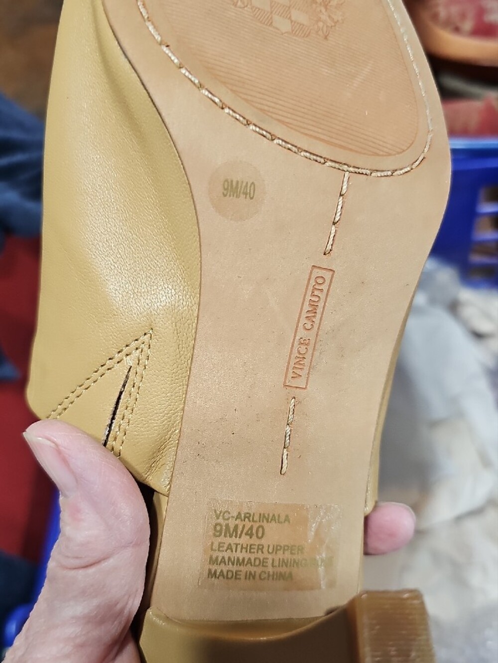 Vince Camuto Tan Square-Toe Leather Slide Mules - Picture 5 of 8